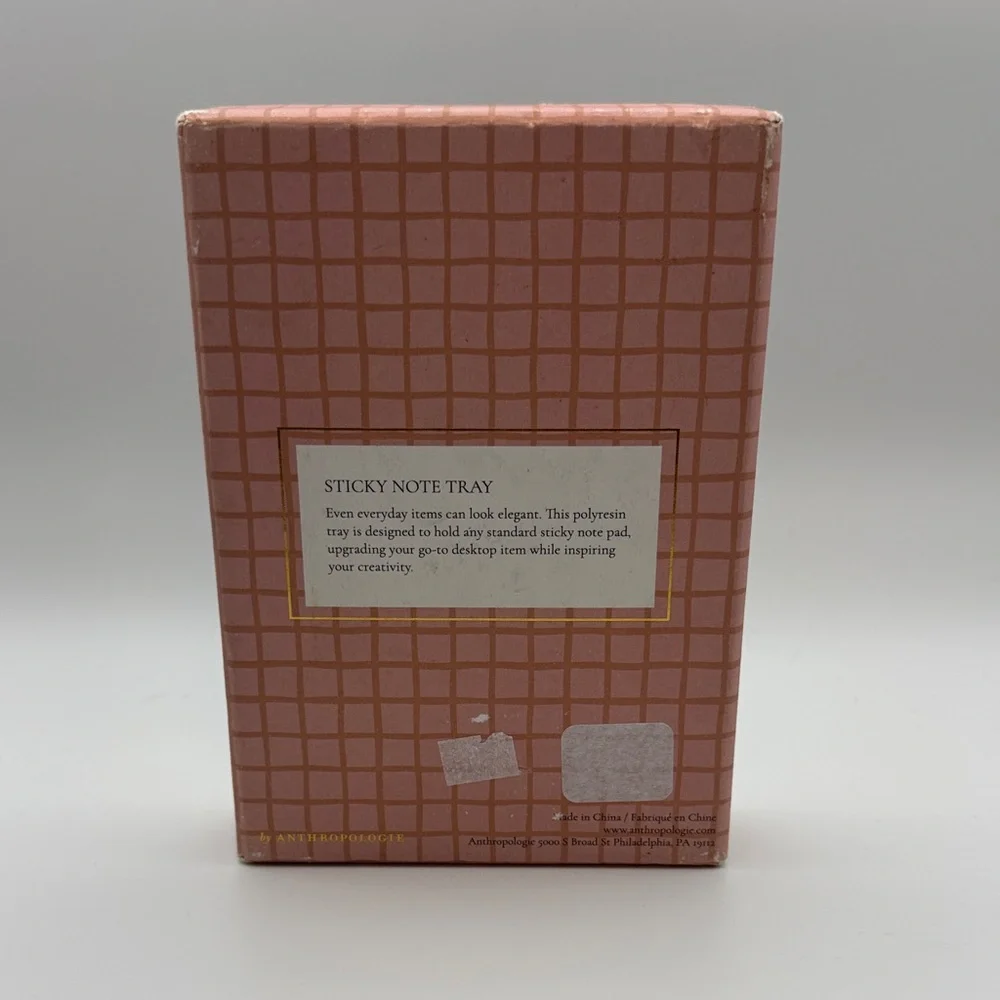 Anthropologie Keep Me Posted Sticky Note Tray Marble Desk Organizer NIB